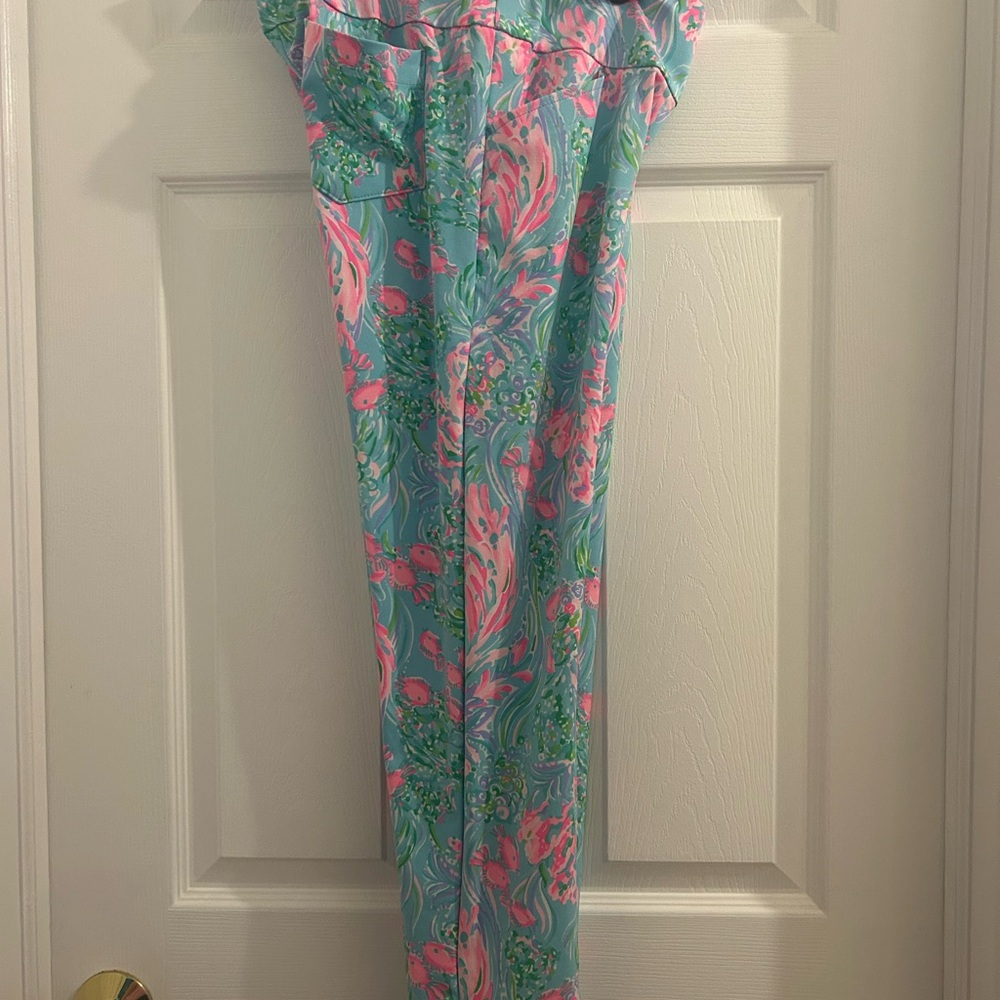 SOLD! Lilly Pulitzer Corso Pants in UPF 50+ Amalfi Blue Best Fishes Golf - Sz 8